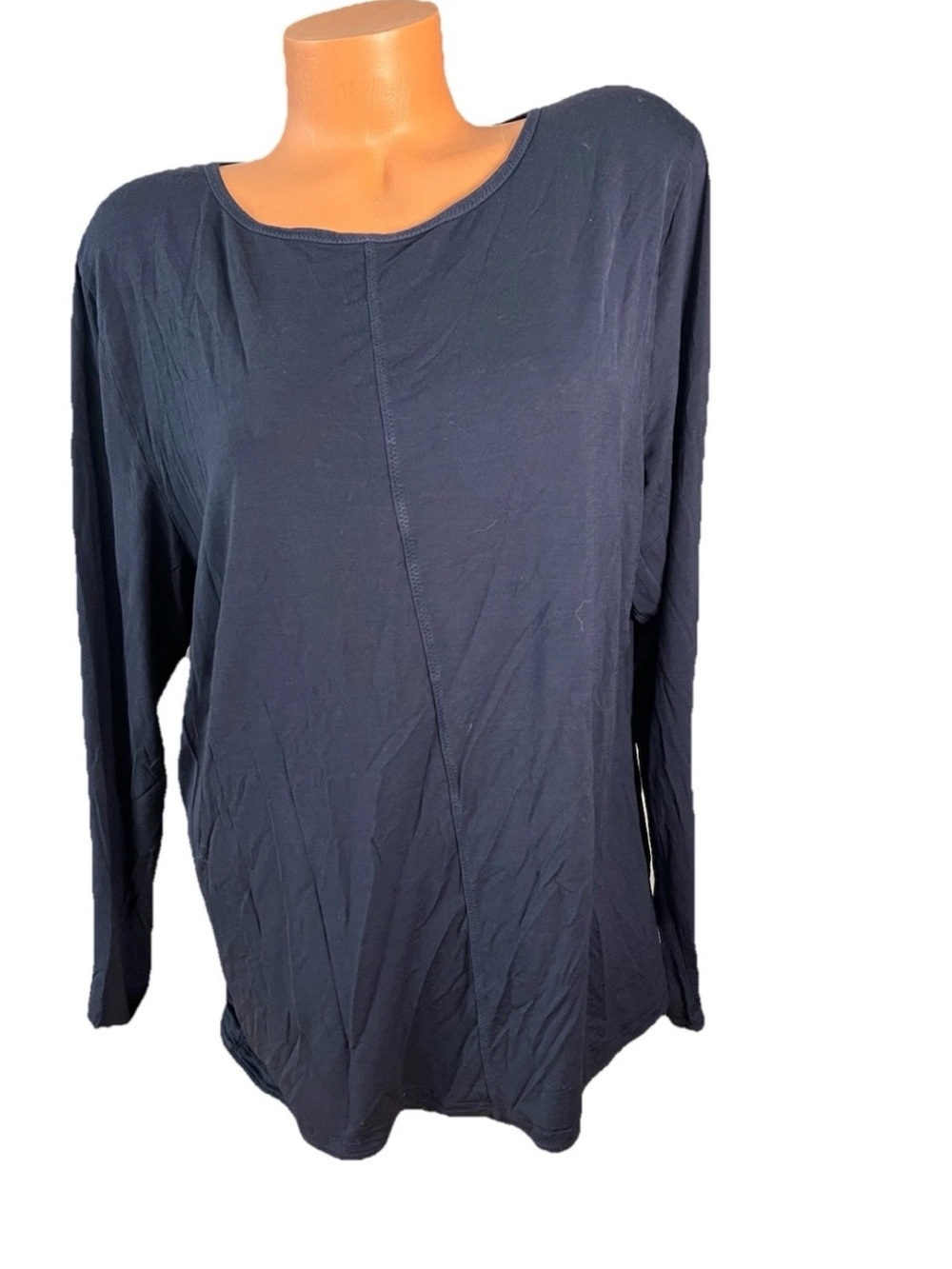 ALLBIRDS Women's Long Sleeve Top L Navy Wool Blend Layering
